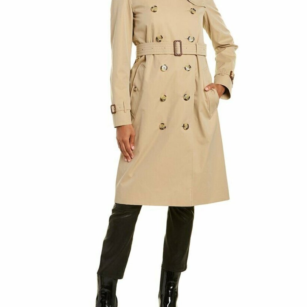 Burberry Check Heritage Trench Coat Honey Beige Size 6
